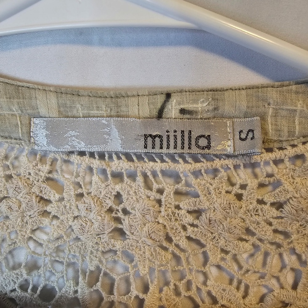 Miilla‎ Tunic Dress Womens Small Tan Beige Boho Crochet Lace Pintuck Cottagecore - Picture 5 of 10